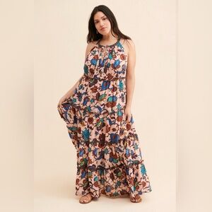 NWT Love The Label Anthropologie Plus Boho Print Floral Halter Maxi Dress Sz 1X